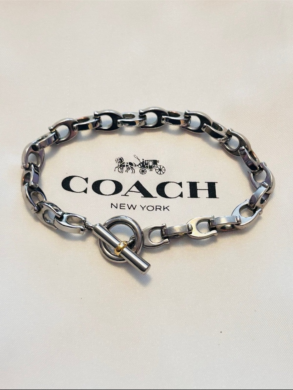 RARE Coach Signature Kissing C's Chain Bracelet